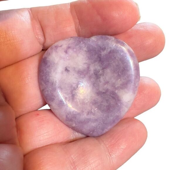1pc Hand Carved Natural Gemstone Mini Heart Pocket Stone Worry Stone - Picture 13 of 14